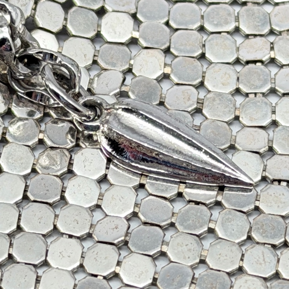 Vintage Whiting & Davis Silver Mesh Bib Necklace Draped Scarf Statement Piece - Picture 9 of 14